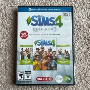 NWT The Sims 4 Bonus Bundle (PC) Game w/Luxury Party & Perfect Patio Stuff Packs